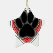 Ornement En Céramique Chien Paw Dans Le Coeur Rouge Avec Les Outlines (Droite)