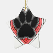 Ornement En Céramique Chien Paw Dans Le Coeur Rouge Avec Les Outlines (Gauche)