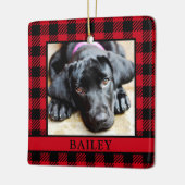 Ornement En Céramique Chien Red Buffalo Check Photo (Gauche)