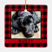 Ornement En Céramique Chien Red Buffalo Check Photo (Dos)
