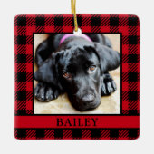 Ornement En Céramique Chien Red Buffalo Check Photo (Devant)