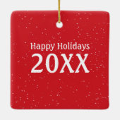 Ornement En Céramique Chien Samoyé avec Casquette du Père Noël (Dos)