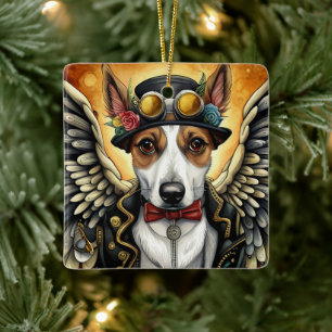 Ornement En Céramique chien steampunk avec ailes