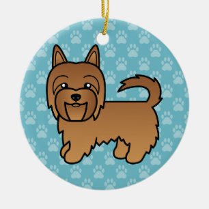 Ornement En Céramique Chien Terrier Australien Rouge Dessin Mignon Sur F