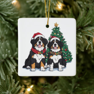 Ornement En Céramique Chiens de montagne bernois de Noël