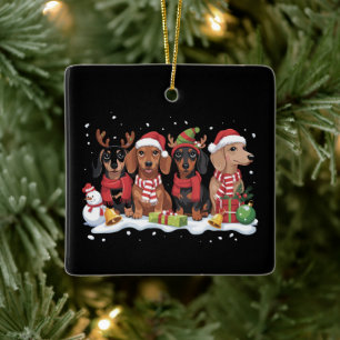 Ornement En Céramique Chiens de Noël Amateur de Dachshund Maman Chien