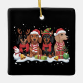 Ornement En Céramique Chiens de Noël Dachshund Lover Chien Maman (Devant)