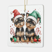 Ornement En Céramique Chiens de Noël Yorkshire Terrier (Gauche)