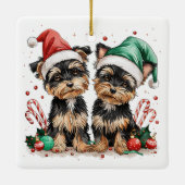 Ornement En Céramique Chiens de Noël Yorkshire Terrier (Dos)