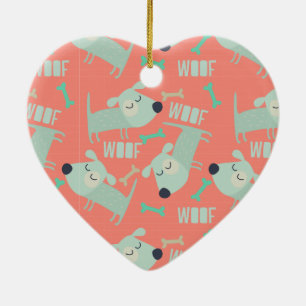Ornement En Céramique Chiens et os de Woof
