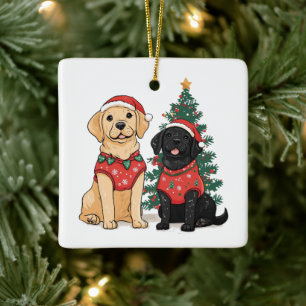 Ornement En Céramique Chiens Labrador Retriever de Noël