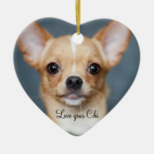 Ornement En Céramique Chihuahua Christmas Ornament Heart Ajouter photo