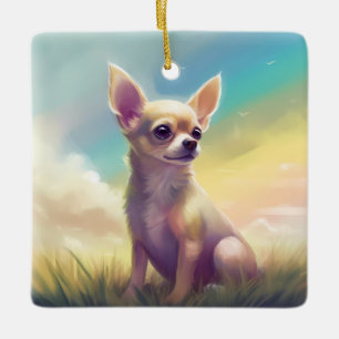 Ornement En Céramique Chihuahua Rainbow Bridge Pet animal de compagnie
