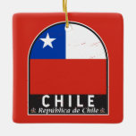 Ornement En Céramique Chili - Emblème Distorsion Vintage<br><div class="desc">emblème en détresse du Chili arborant le drapeau et les armoiries.</div>