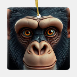 Ornement En Céramique Chimpanzé fou mignon