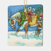 ORNEMENT EN CÉRAMIQUE CHINCOTEAGUE NOËL PONIES, BELLES ET JOUETS SLEIGH (Gauche)