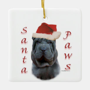 Ornement En Céramique Chine Shar-Pei Père Noël Paws