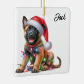 Ornement En Céramique Chiot de Noël Malinois Belge (Droite)