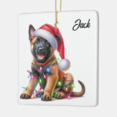 Ornement En Céramique Chiot de Noël Malinois Belge (Gauche)