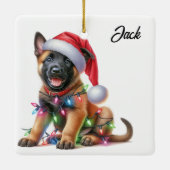 Ornement En Céramique Chiot de Noël Malinois Belge (Dos)