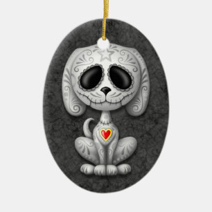 Ornement En Céramique Chiot gris de sucre de zombi