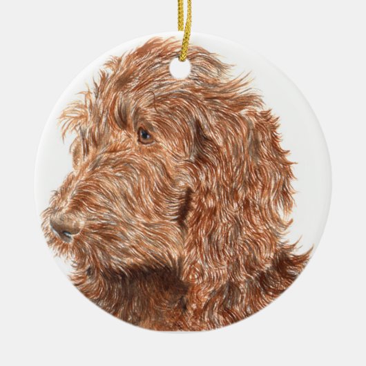 Ornement En Céramique Chocolat Labradoodle (Devant)