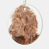 Ornement En Céramique Chocolat Labradoodle (Gauche)