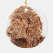 Ornement En Céramique Chocolat Labradoodle (Dos)