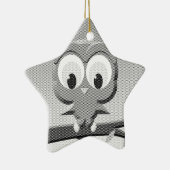 Ornement En Céramique Chouette À Papier En Noir Et Blanc (Droite)