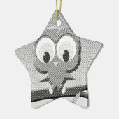 Ornement En Céramique Chouette À Papier En Noir Et Blanc (Gauche)