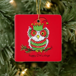 Ornement En Céramique Chouette amusante Noël mignonne Enfants