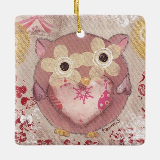 Ornement En Céramique Chouette de vacances (Devant)