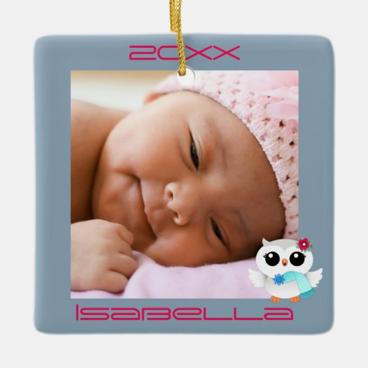 Ornement En Céramique Chouettes d'hiver (Devant)