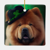Ornement En Céramique Chow Chow Dog en tenue de la Saint Patrick (Dos)