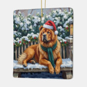 Ornement En Céramique Chow Chow Dog Serene Winter Garden Christmas Art (Gauche)