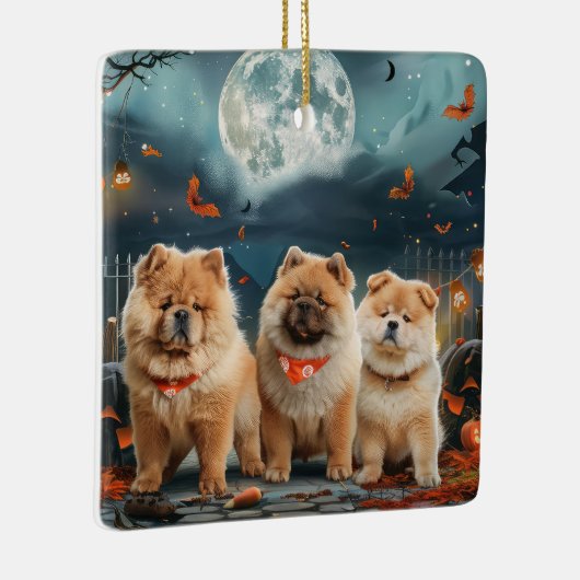 Ornement En Céramique Chow Chow Halloween Éffrayant (Droite)