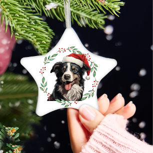 Ornement En Céramique Christmas Australian Shepherd Personnalisé
