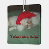 Ornement En Céramique Christmas Believe Tabby Cat (Gauche)