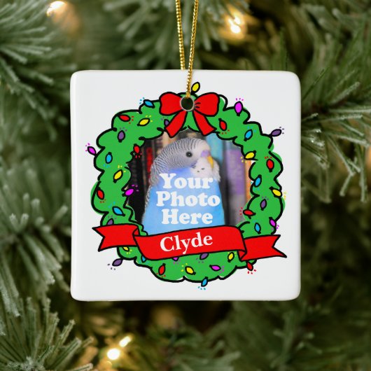 Ornement En Céramique Christmas Bird Photo Wreath (Arbre)