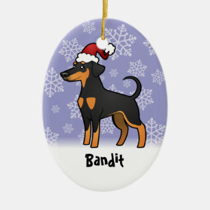Ornement En Céramique Christmas Doberman Pinscher (oreilles de disquette