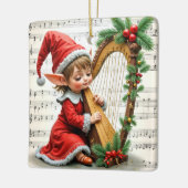 Ornement En Céramique Christmas Elf Playing a Harp (Gauche)