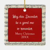 Ornement En Céramique Christmas Elf Playing a Harp (Dos)