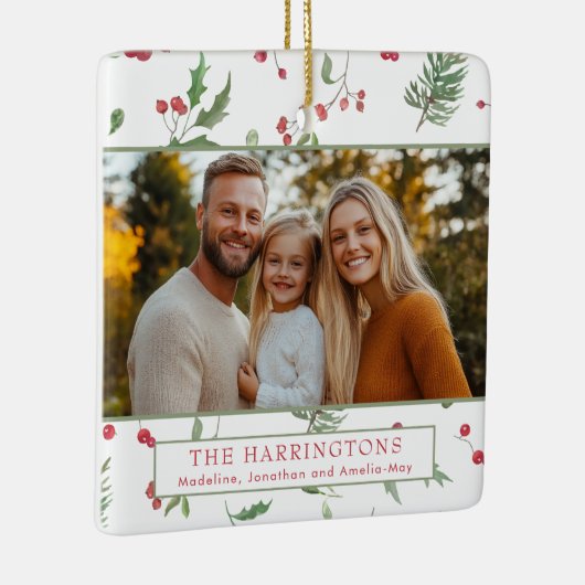 Ornement En Céramique Christmas Foliage Photo Ceramic Ornament (Droite)
