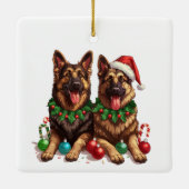 Ornement En Céramique Christmas German Shepherd Dogs (Dos)