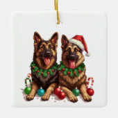 Ornement En Céramique Christmas German Shepherd Dogs (Devant)