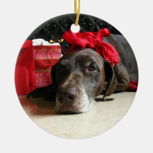 Ornement En Céramique Christmas german shorthred pointer (Devant)