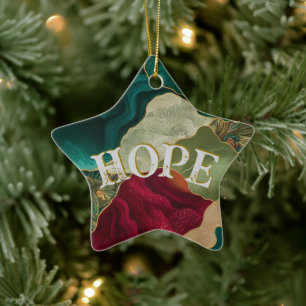 Ornement En Céramique Christmas Hope Golden Snowflake