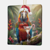 Ornement En Céramique Christmas Macaw Parrot With Martini Cocktail (Gauche)