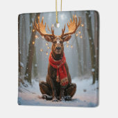 Ornement En Céramique Christmas Moose With Holiday Lights (Gauche)