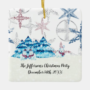 Ornement En Céramique Christmas Party Ornament with Snowmen